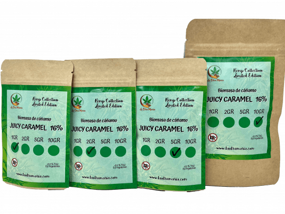Juicy Caramel Multi Biomasa de cáñamo JUICY CARAMEL 16% CBD - Dolor y ansiedad medio - Imagen 1