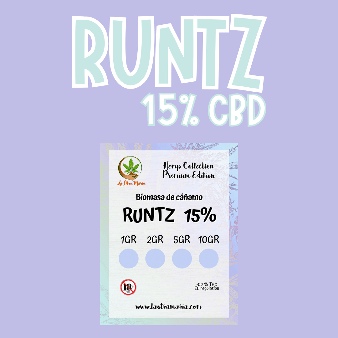 3 Biomasa de cáñamo RUNTZ 15% CBD - Insomnio, estrés y ansiedad medios - Imagen 1