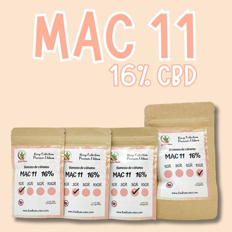 MAC 11 PORTADA Biomasa de cáñamo MAC 11 16% CBD Hidropónica - Imagen 1